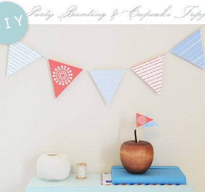 printable bunting and cupcake topper template