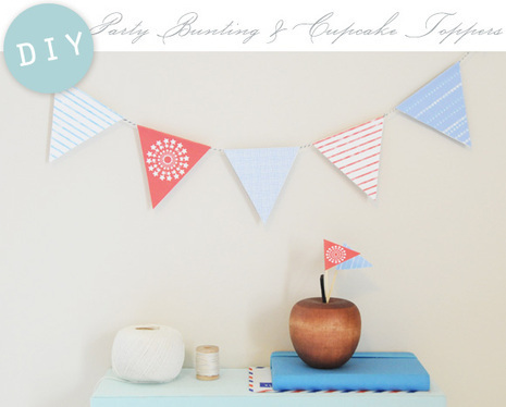 printable bunting and cupcake topper template