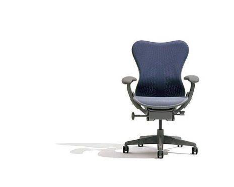 Blue color rotating office chair.
