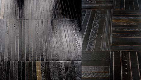"Flooring made out of Leather Belts"