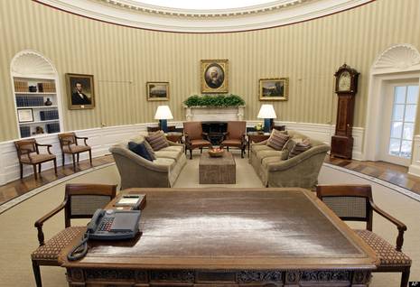 The inside of one of the meeting rooms in the White House.