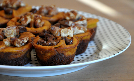 "Tempting and delicious Pumpkin Brownies on a plate"