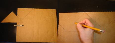 Create a chevron pattern in cardboard.