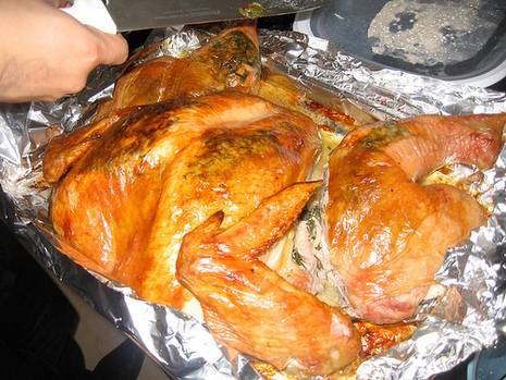 Turkish chicken in silver foil.
