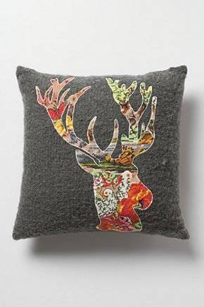 "A Craftwork of Deerhead on Pillow Cover"