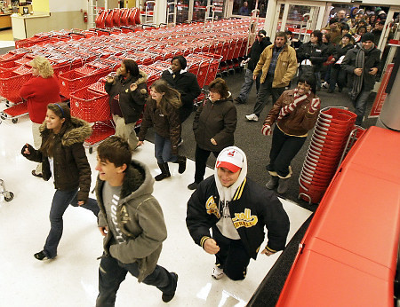 People running into Target.