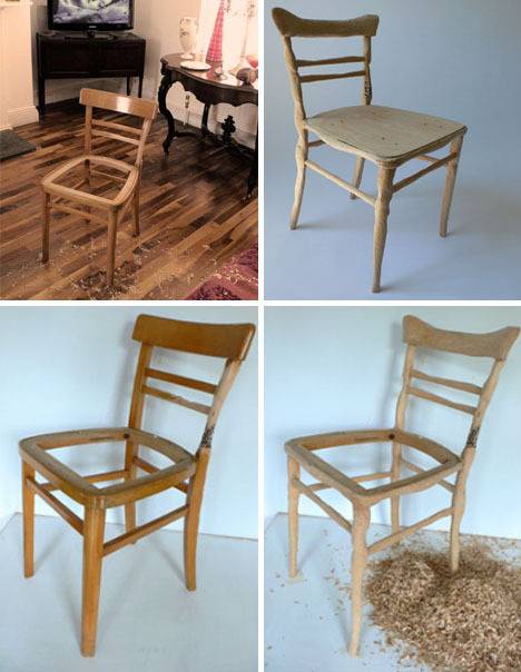 "Wooden Chair using sculptural art'