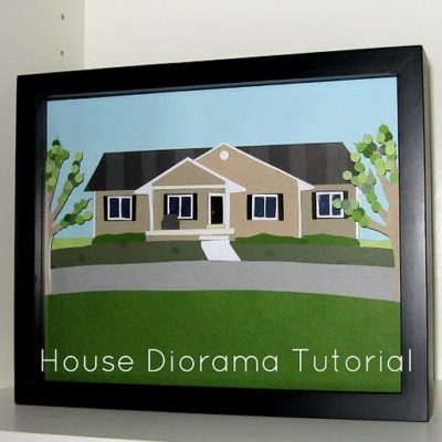 House drawing frame on shelf.