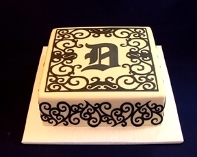 Cricut cake designed with chocolate carving.