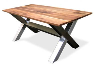 A classic picnic table has Chrome legs