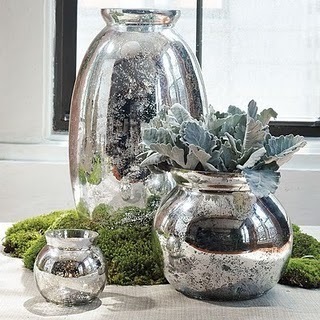 "Mercury Glass used as Flower Vase"