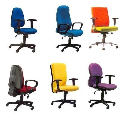 Six chairs of different shape, size and color.
