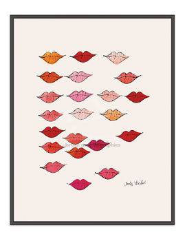 Valentine's day gift card with colorful lip drawings.