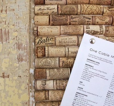 A memo board made out of reused wine corks.