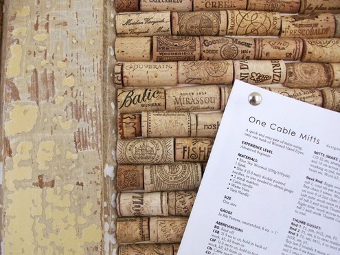 A memo board made out of reused wine corks.