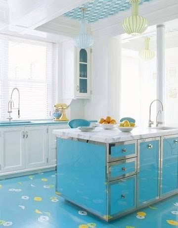 A elegant kitchen is in blue colour.