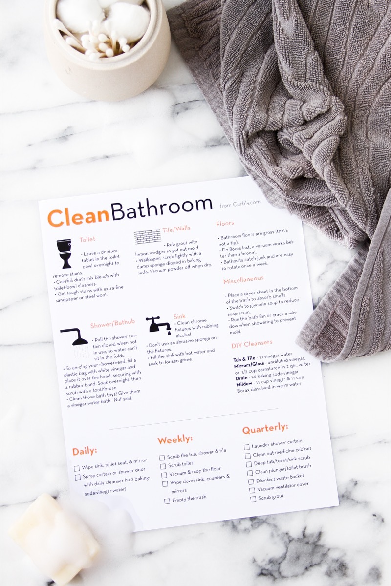 Clean Bathroom Cheat Sheet from Curbly