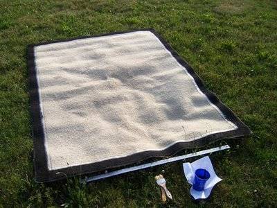 A mat was placed in the garden.