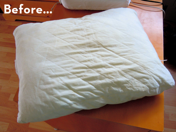 DIY throw pillows from old lumpy pillows