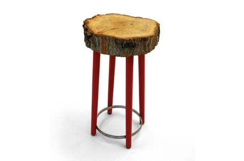 "A Piece of wooden Log is converted in to Stool"