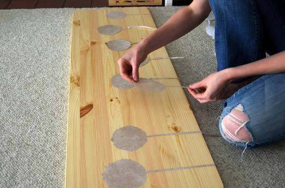 Applying the decals to the table.