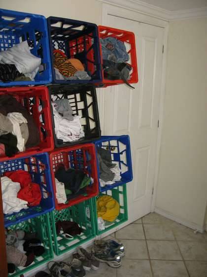 milk crate clothing storage