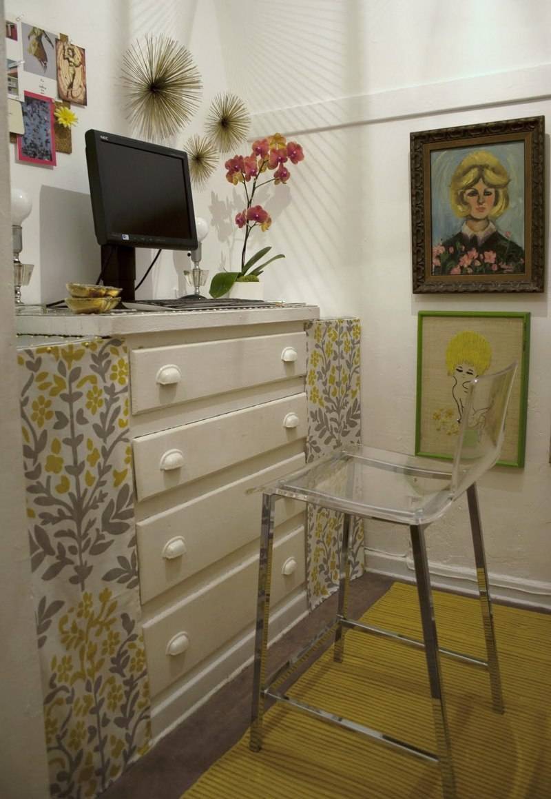 A closet turned into a home office.