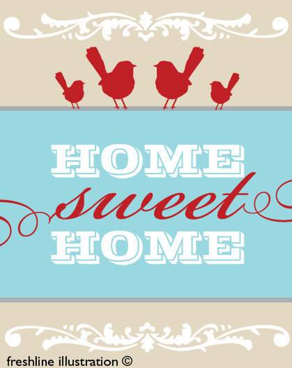 Home Sweet Home Family Tree with Birds 8x10 Art Print Custom Print