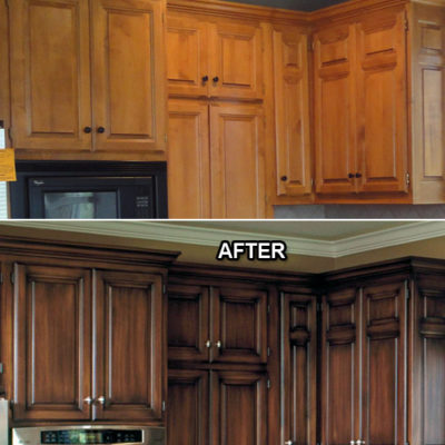 Kitchen Remodel Before and After: Faux Finish on the Kitchen Cabinets