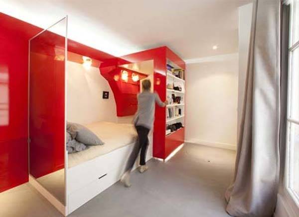 Multifunctional-space-saver-bookcase-bed