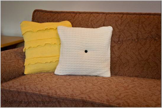 Recycle old sweaters into beautiful throw pillows.