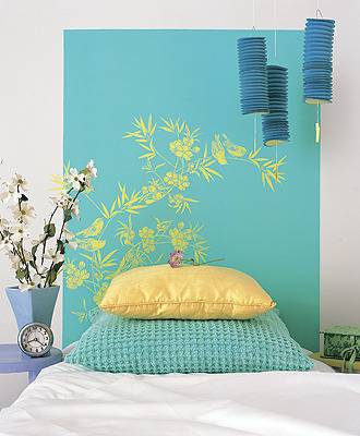 "Beautiful and Colorful Headboard for a small Bedroom"