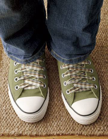 shoes with ribbon shoelaces