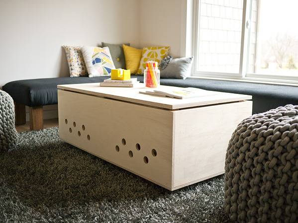 modern DIY dog crate coffee table