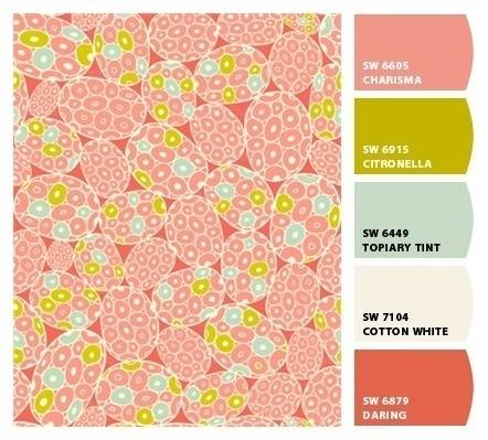 A color palette guide of a floral patterning.
