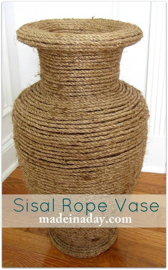 Vase made with sisal rope.