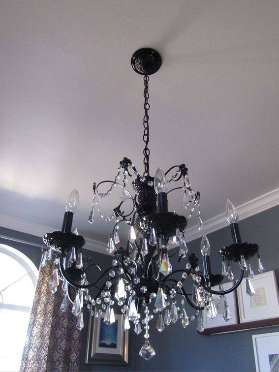 After shot of the painted chandelier in black