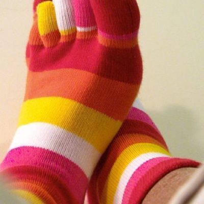 File:Red Pink Orange rainbow toesocks.jpg