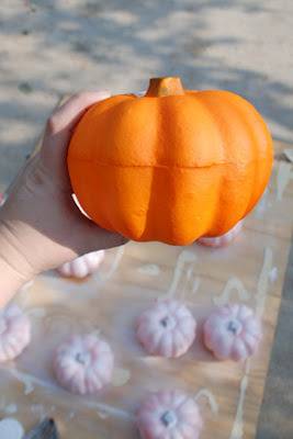 An orange Styrofoam pumpkin.
