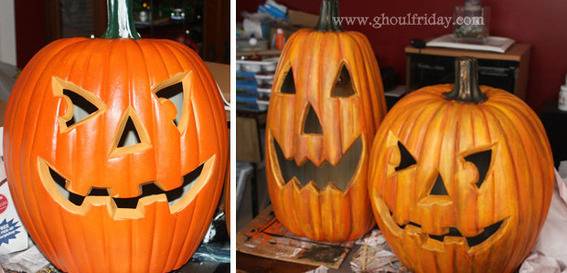 A set of pumpkins that have been carved.