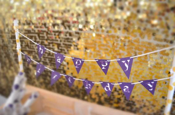 Birthday bunting with detailed type cutouts