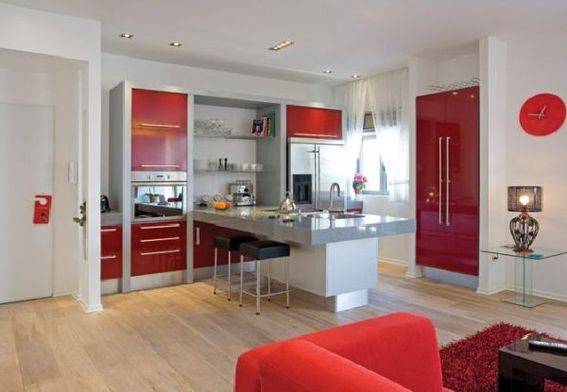 Red and White Kitchen Interior Design Ideas