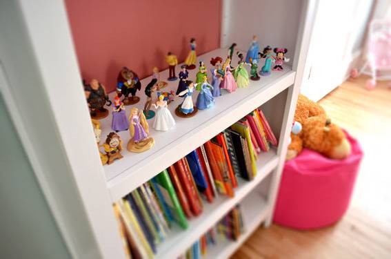 Bookshelves with Disney characters