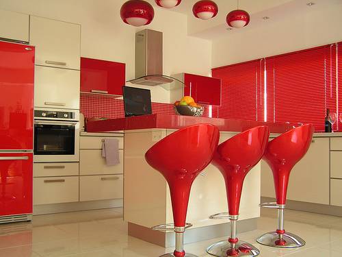 Modern Red painted kitchen ideas.