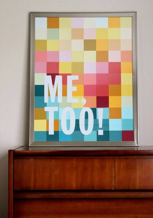 Colorful wall art with words, "ME Too!".
