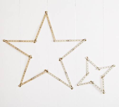 Star wall art made out of upcycled material.