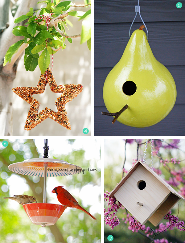 Different types of bird houses.