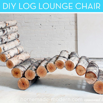 A chaise lounge is made of round logs from an Aspen tree.