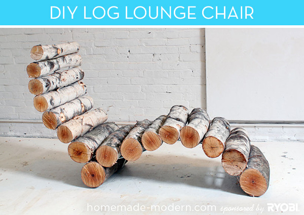 A chaise lounge is made of round logs from an Aspen tree.