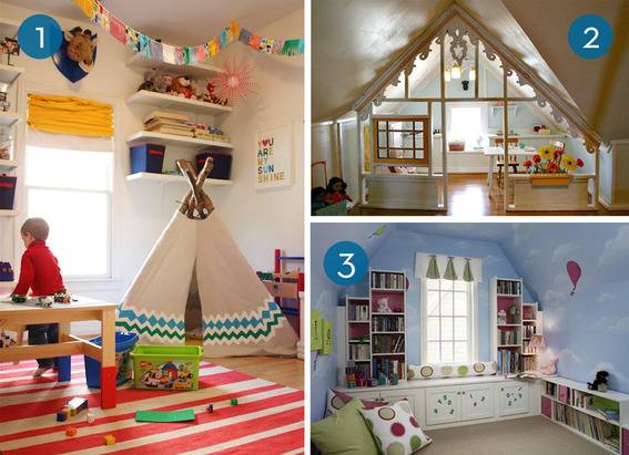 Kids' playrooms have books, artistic areas, and toys.
